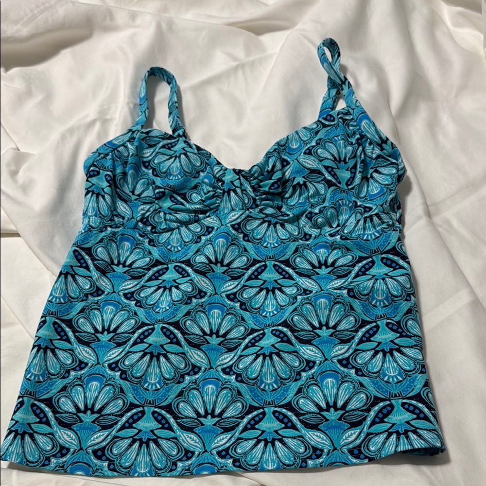 Lands' End Blue Bustier Camisole Swim Top